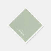 Sage Groen Minimalistisch Modern Monogram Elegant Servet (Hoek)