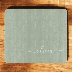 Sage Groen Minimalistisch Modern Monogram Elegant Snijplank