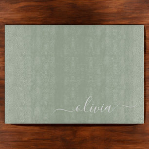 Sage Groen Minimalistisch Modern Monogram Elegant Snijplank