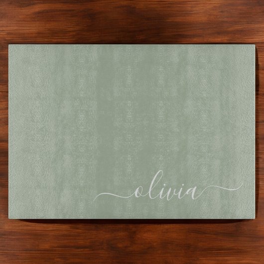 Sage Groen Minimalistisch Modern Monogram Elegant Snijplank