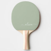 Sage Groen Minimalistisch Modern Monogram Elegant Tafeltennisbatje (Voorkant)