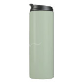 Sage Groen Minimalistisch Modern Monogram Elegant Thermosbeker (Geroteerd rechts)