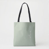 Sage Groen Minimalistisch Modern Monogram Elegant Tote Bag (Voorkant)