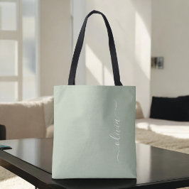 Sage Groen Minimalistisch Modern Monogram Elegant Tote Bag