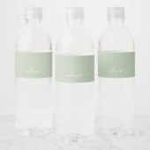 Sage Groen Minimalistisch Modern Monogram Elegant Waterfles Etiket (Flessen)