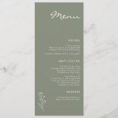 Sage Groen Minimalistisch Modern Twig Motief Vlak  Menu (Voorkant)