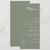 Sage Groen Minimalistisch Modern Twig Motief Vlak  Menu (Voorkant / Achterkant)