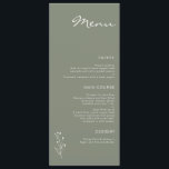 Sage Groen Minimalistisch Modern Twig Motief Vlak  Menu<br><div class="desc">Sage Green Minimalist Modern Twig Motif Flat Menu Modern salie groen menu met een witte tweeling of gebladerte motief en moderne scriptkop.</div>