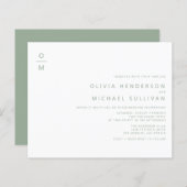 Sage Groen Minimalistisch Monogram Bruiloft Uitnod (Voorkant / Achterkant)