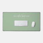 Sage Groen Minimalistisch Monogram Bureaumat (Keyboard & Muis)