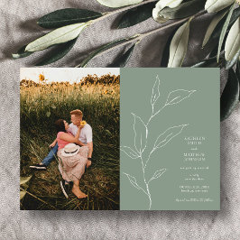 Sage Groen Minimalistisch Olijfblad Save the Date Magnetische Uitnodiging