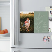 Sage Groen Minimalistisch Olijfblad Save the Date Magnetische Uitnodiging