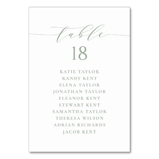 Sage Groen Minimalistisch Script Bruiloft Zitschem Kaart (Achterkant)