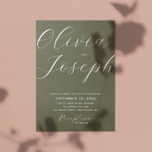 Sage groen minimalistisch script foto bruiloft QR  Kaart