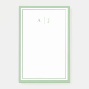 Sage Groen Minimalistisch Twee Grens Monogram Post-it® Notes