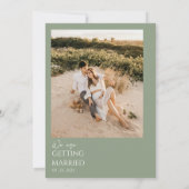 Sage Groen Minimalistische Boho Neutrale Fotobruil Kaart (Achterkant)