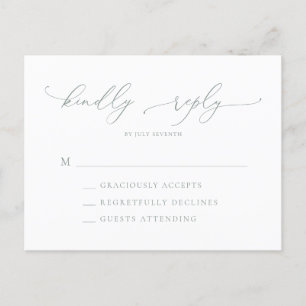 Sage Groen Minimalistische Bruiloft RSVP Briefkaart