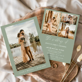 Sage Groen Minimalistische Elegante Foto Bruiloft Kaart