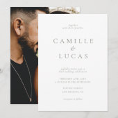 Sage Groen Minimalistische Foto Bruiloft Uitnodigi Kaart (Voorkant / Achterkant)