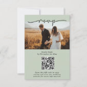 Sage Groen Minimalistische QR-code Fotobruiloft RSVP Kaartje (Voorkant)