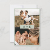 Sage Groen Minimalistische QR-code Fotobruiloft RSVP Kaartje (Achterkant)