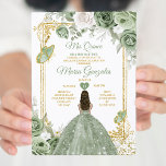 Sage Groen Mis Quince 15 Anos Gouden Kroon Vlinder Kaart<br><div class="desc">Quinceañera Sage Groen Goud Kroon Uitnodiging Mis Quince 15 Anos,  16e Verjaardag Vlinder.</div>