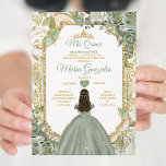 Sage Groen Mis Quince 15 Anos Gouden Kroon Vlinder Kaart<br><div class="desc">Quinceañera Sage Groen Goud Kroon Uitnodiging Mis Quince 15 Anos,  16e Verjaardag Vlinder.</div>