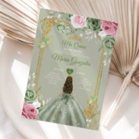 Sage Groen Mis Quince 15 Anos Roze Bloemen Jurken