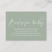 Sage Groen Modern Baby shower Boeken voor Baby Informatiekaartje (Voorkant)