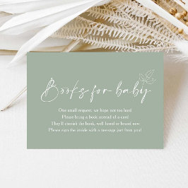Sage Groen Modern Baby shower Boeken voor Baby Informatiekaartje