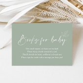 Sage Groen Modern Baby shower Boeken voor Baby Informatiekaartje