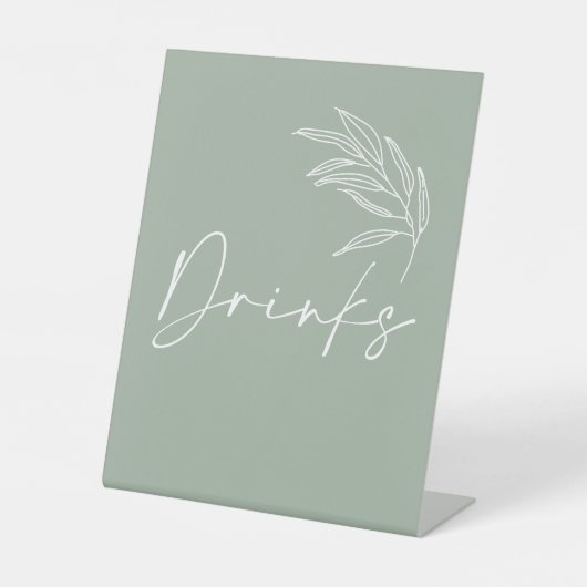 Sage Groen Modern Baby shower Drinken Reclamebord Met Voetstuk (Voorkant)