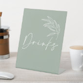 Sage Groen Modern Baby shower Drinken Reclamebord Met Voetstuk (Insitu)