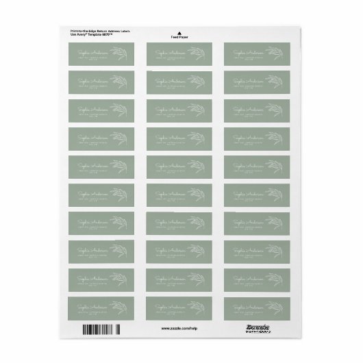 Sage Groen Modern Baby shower Etiket (Full Sheet)