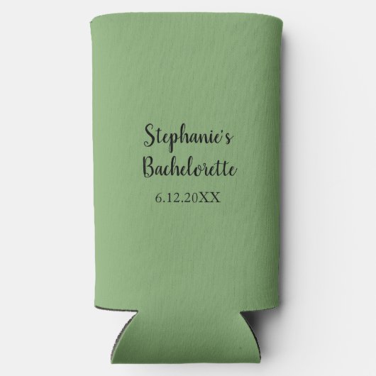 Sage Groen Modern Bruiloft Bachelorette Favor Gift Seltzer Blikjeskoeler (Achterkant)