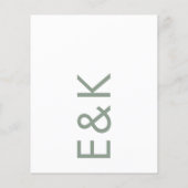 Sage Groen Modern Budget Monogram Bruiloft Flyer (Achterkant)