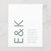 Sage Groen Modern Budget Monogram Bruiloft Flyer (Voorkant)