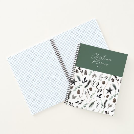 Sage groen modern eenvoudig elegant script kerst notitieboek (Binnen)