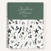 Sage groen modern eenvoudig elegant script kerst notitieboek (Voorkant)