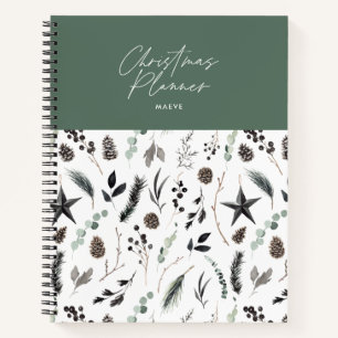 Sage groen modern eenvoudig elegant script kerst notitieboek