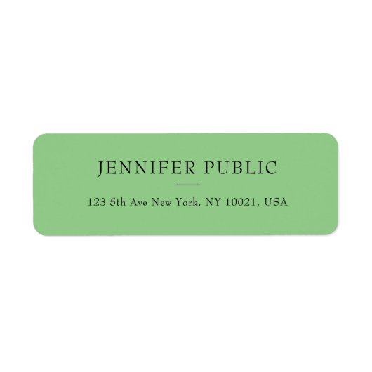 Sage Groen Modern Eenvoudige Sjabloon Retouradres Etiket (Voorkant)