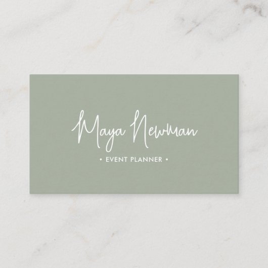 SAGE GROEN Modern Elegant Minimal QR Code Creatief Visitekaartje (Voorkant)