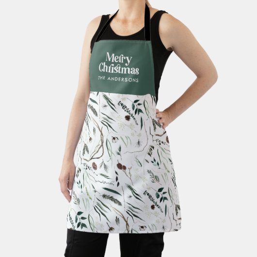 Sage Groen modern elegant waterverf botanisch Schort (Insitu)