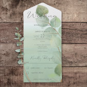 Sage Groen Modern Eucalyptus Geen Diner All In One Uitnodiging