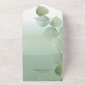 Sage Groen Modern Eucalyptus Geen Diner All In One Uitnodiging (Buitenkant)