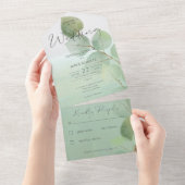 Sage Groen Modern Eucalyptus Geen Diner All In One Uitnodiging (Afscheurbaar)
