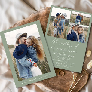 Sage Groen Modern Minimalistisch Elegant Foto Brui Kaart