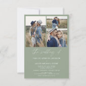 Sage Groen Modern Minimalistisch Elegant Foto Brui Kaart (Achterkant)