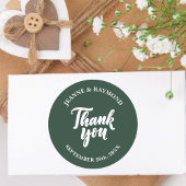 Sage Groen Modern Minimalistisch Huwelijk Dank u Ronde Sticker