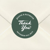 Sage Groen Modern Minimalistisch Huwelijk Dank u Ronde Sticker